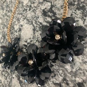 Floral black and gold necklace